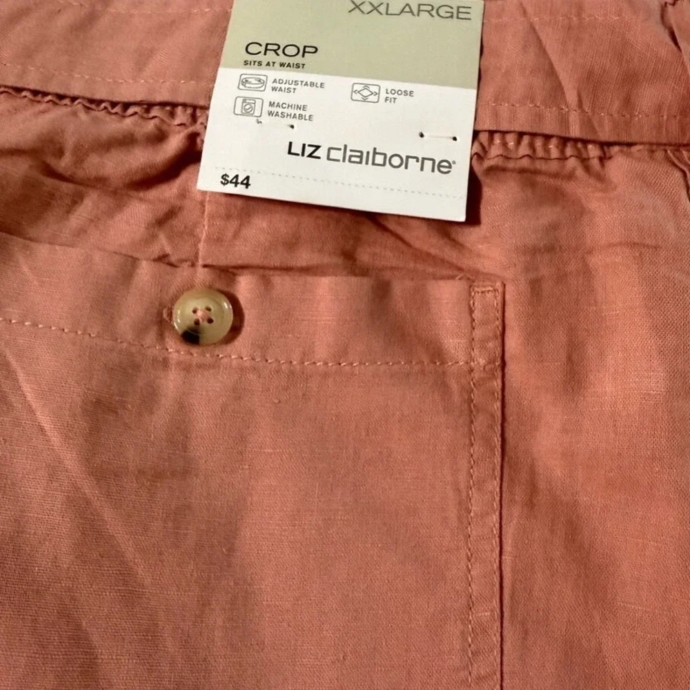 Liz‎ Claiborne Dusty Coral Tie-Waist Chino Capris women's size XXL